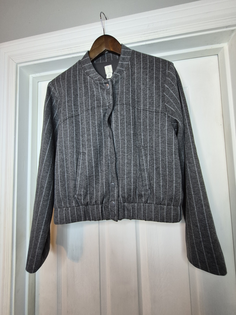 Joie Gray Pinstripe Button-Front Jacket Medium